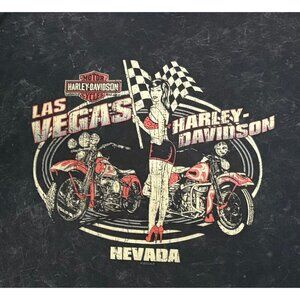 Vintage Harley-Davidson Las Vegas Graphic T-Shirt Black Distressed Mens 2XL